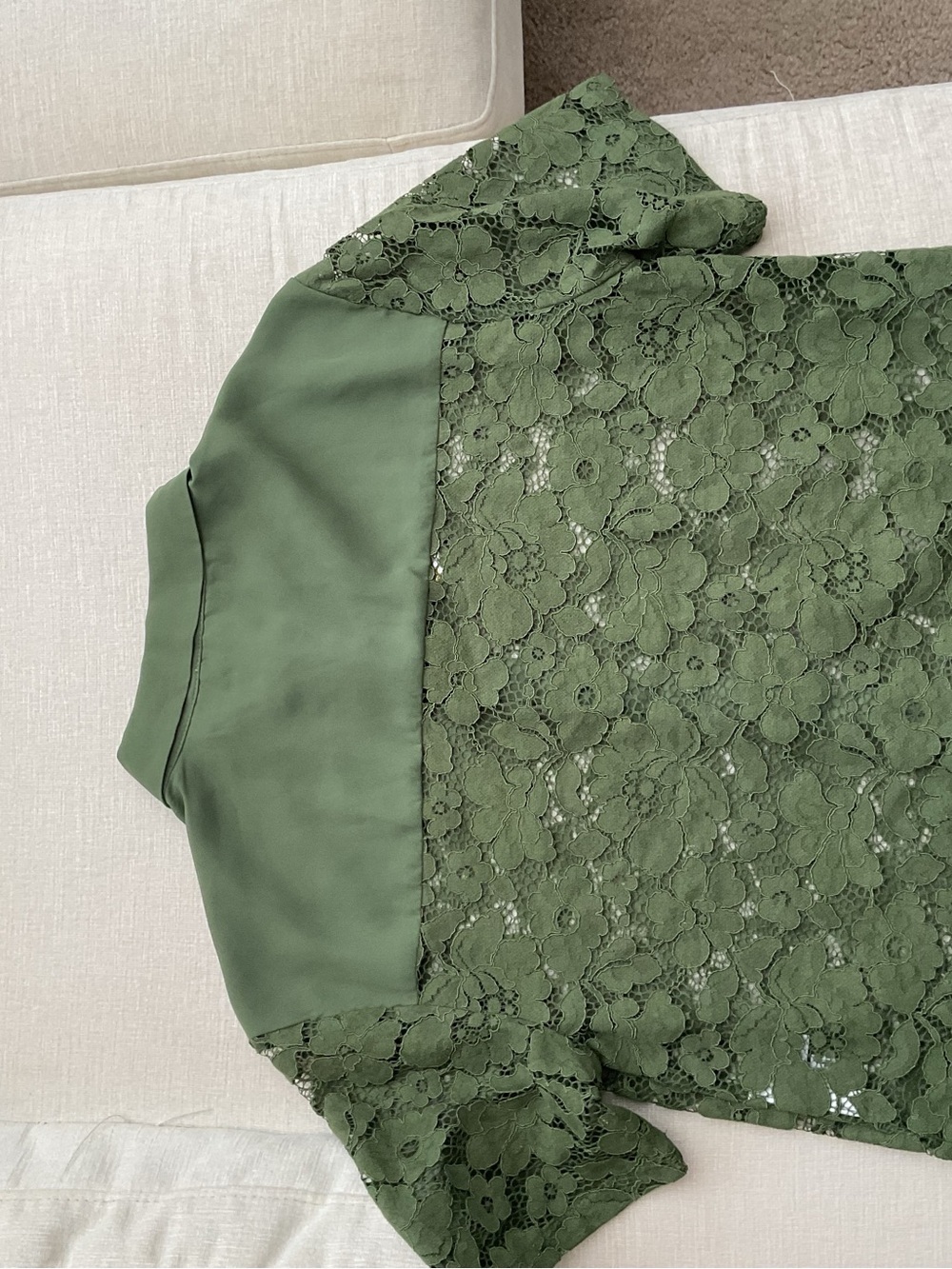 Nine West Olive Lace Short-Sleeve Button-Down Shirt - Picture 2 of 7